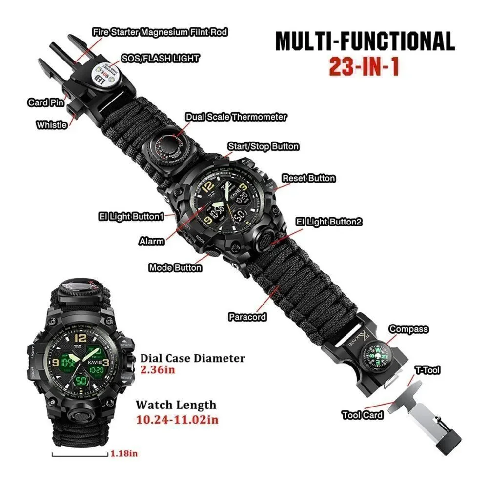 COPY - 23-in-1 Survival Digital Watch Black